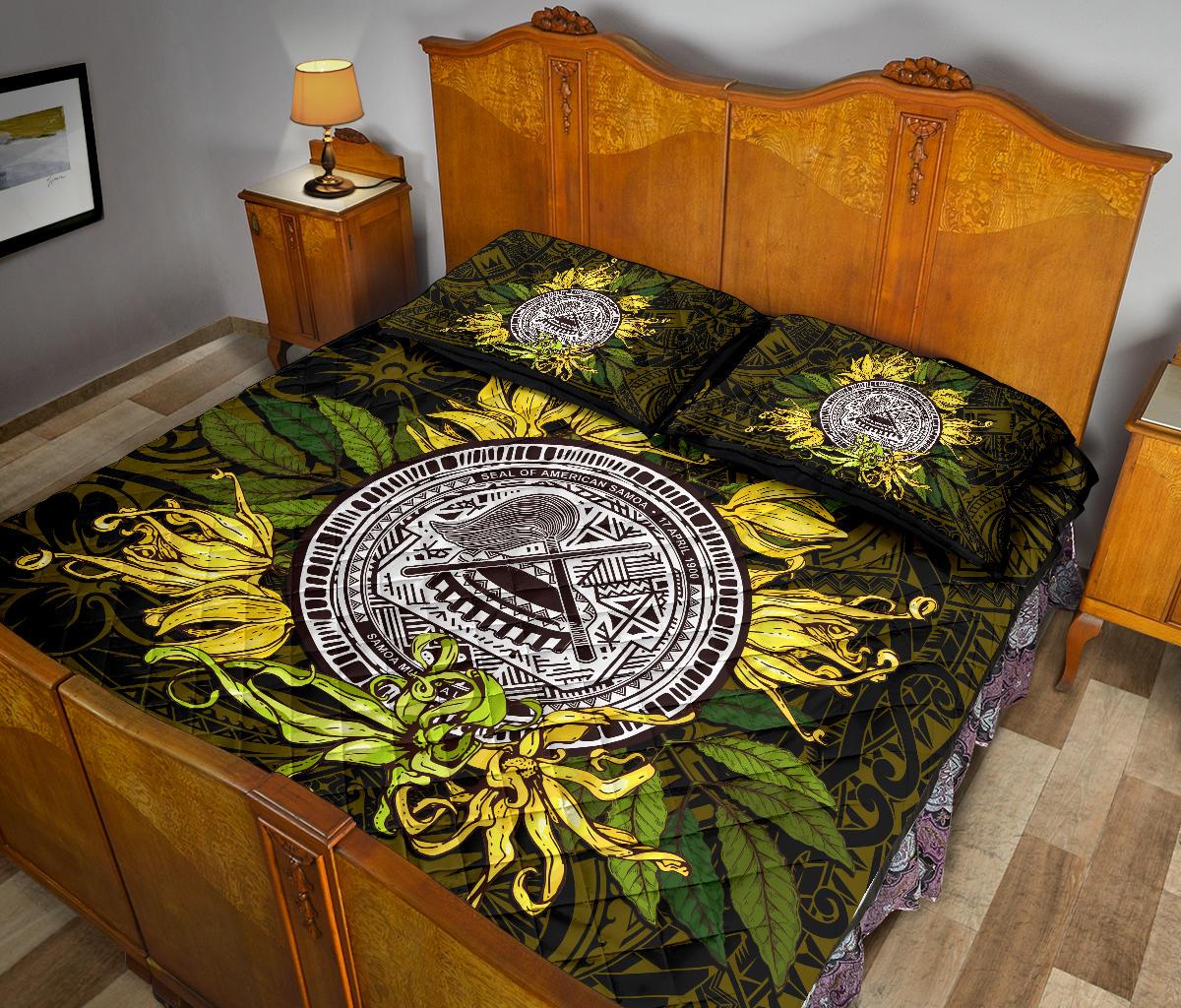 American samoa Bed Quilt Set Ylang Ylang Flowers - Polynesian Pride