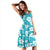 Polynesian Midi Dress - Cyan White Hibiscus - Polynesian Pride