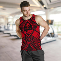 Guam Polynesian Men's Tank Top - Red Guam Coat Of Arms Polynesian Tattoo - Polynesian Pride