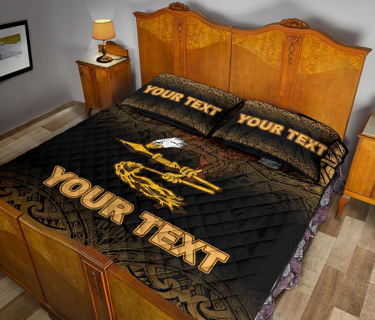 American Samoa Custom Personalised Quilt Bed Set - American Samoa Flag Polynesian Tattoo Black Frog - Polynesian Pride