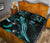 Niue Polynesian Quilt Bed Set - Turtle With Blooming Hibiscus Turquoise - Polynesian Pride