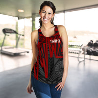 Tahiti Women's Racerback Tank - Tahiti Seal In Heartbeat Patterns Style (Red) - Polynesian Pride