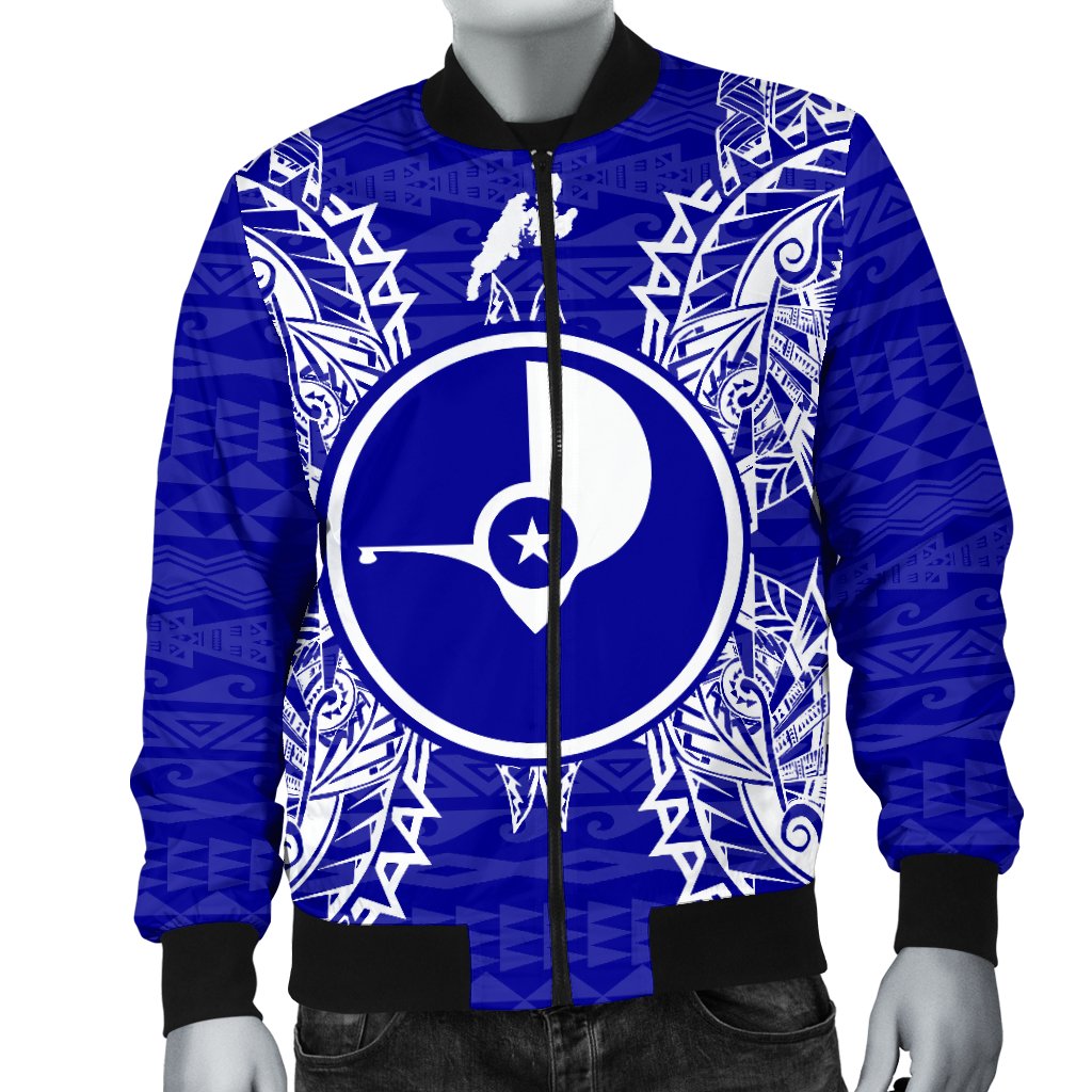 Yap Polynesian Men's Bomber Jacket Map Blue - Polynesian Pride
