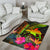 Papua New Guinea Polynesian Personalised Area Rug - Hibiscus and Banana Leaves - Polynesian Pride