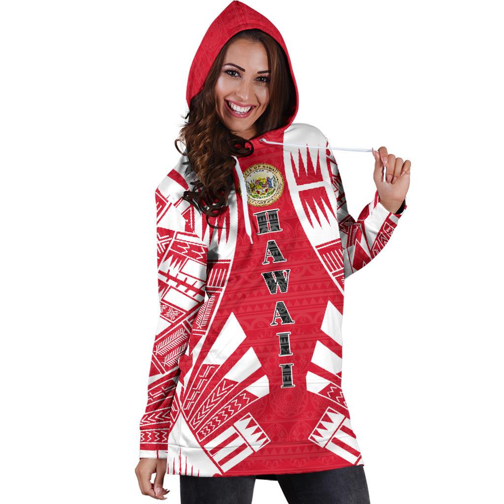 Hawaii Hoodie Dress - Polynesian Tattoo Flag - Polynesian Pride