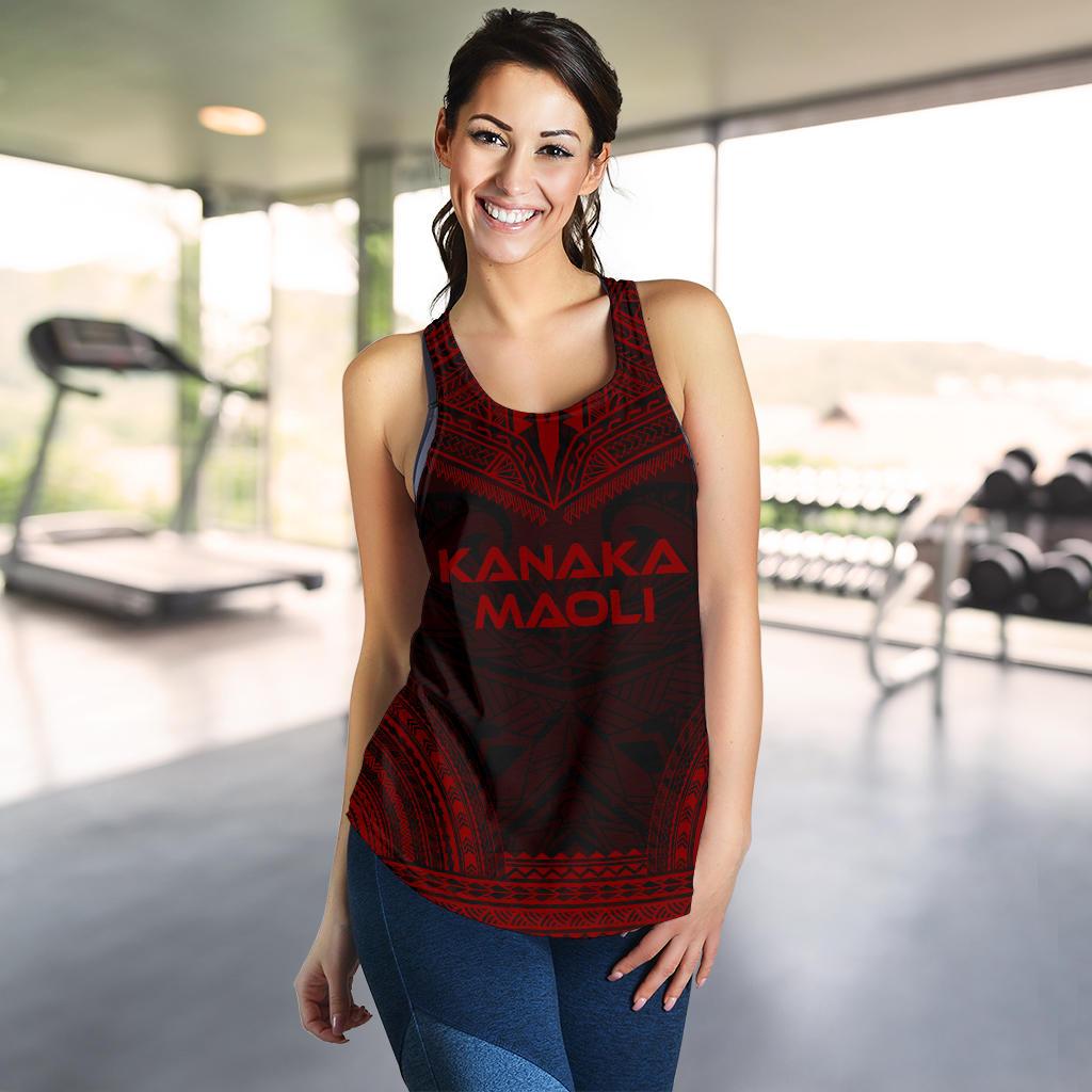 Kanaka Maoli Women's Racerback Tank - Polynesian Chief Red Version - Polynesian Pride