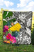 Tokelau Premium Quilt White - Turtle Plumeria Banana Leaf - Polynesian Pride