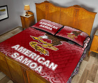 American Samoa Quilt Bed Set - American Samoa Flag Polynesian Tattoo Red Frog - Polynesian Pride