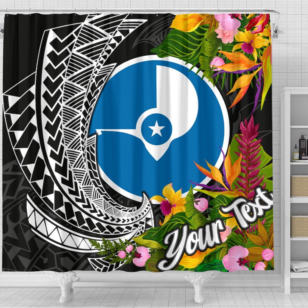 Yap State Shower Curtains - Custom Personalised Seal Spiral Polynesian Patterns - Polynesian Pride