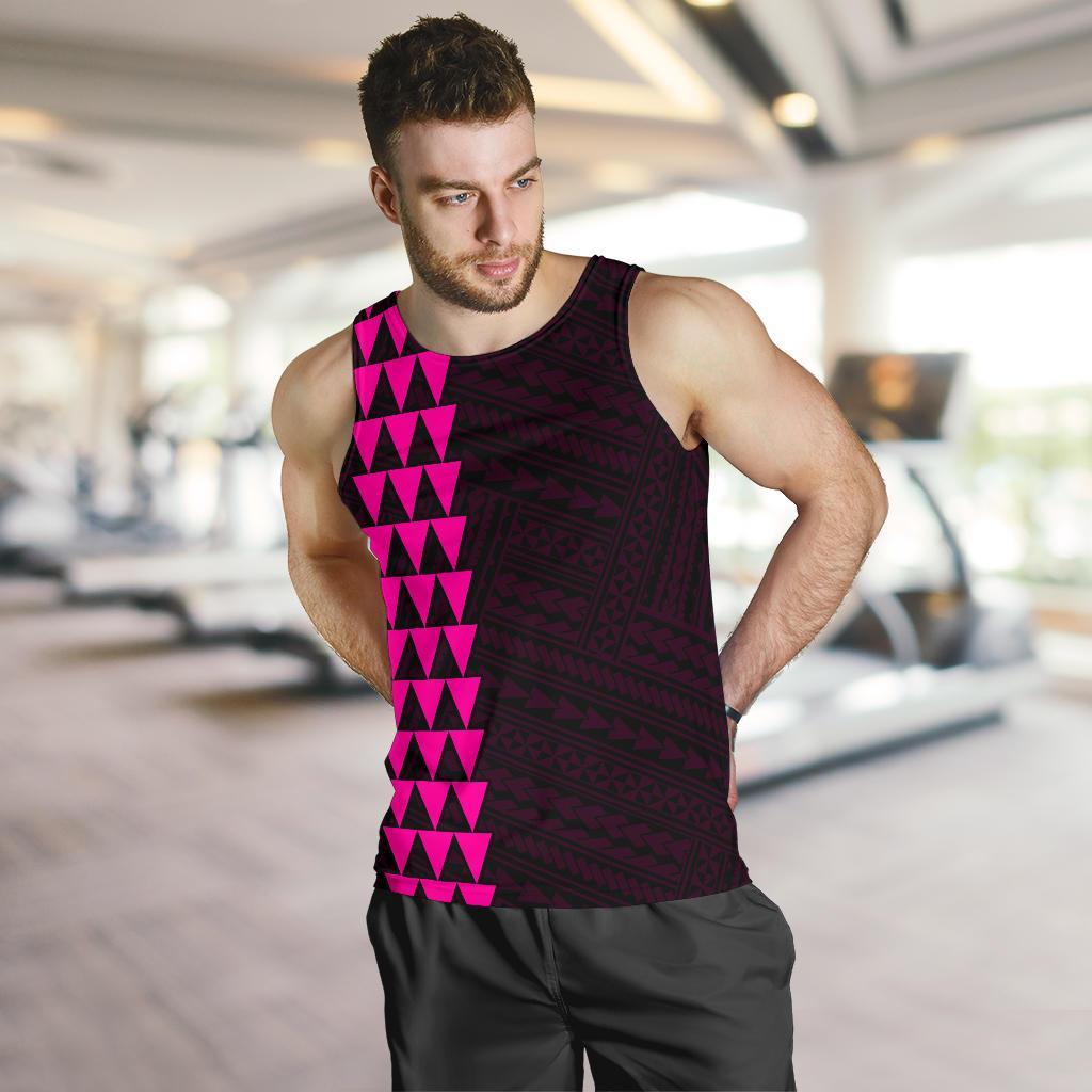Hawaii Kakau Polynesian Kanaka Map Men's Tank Top - Pink - Polynesian Pride