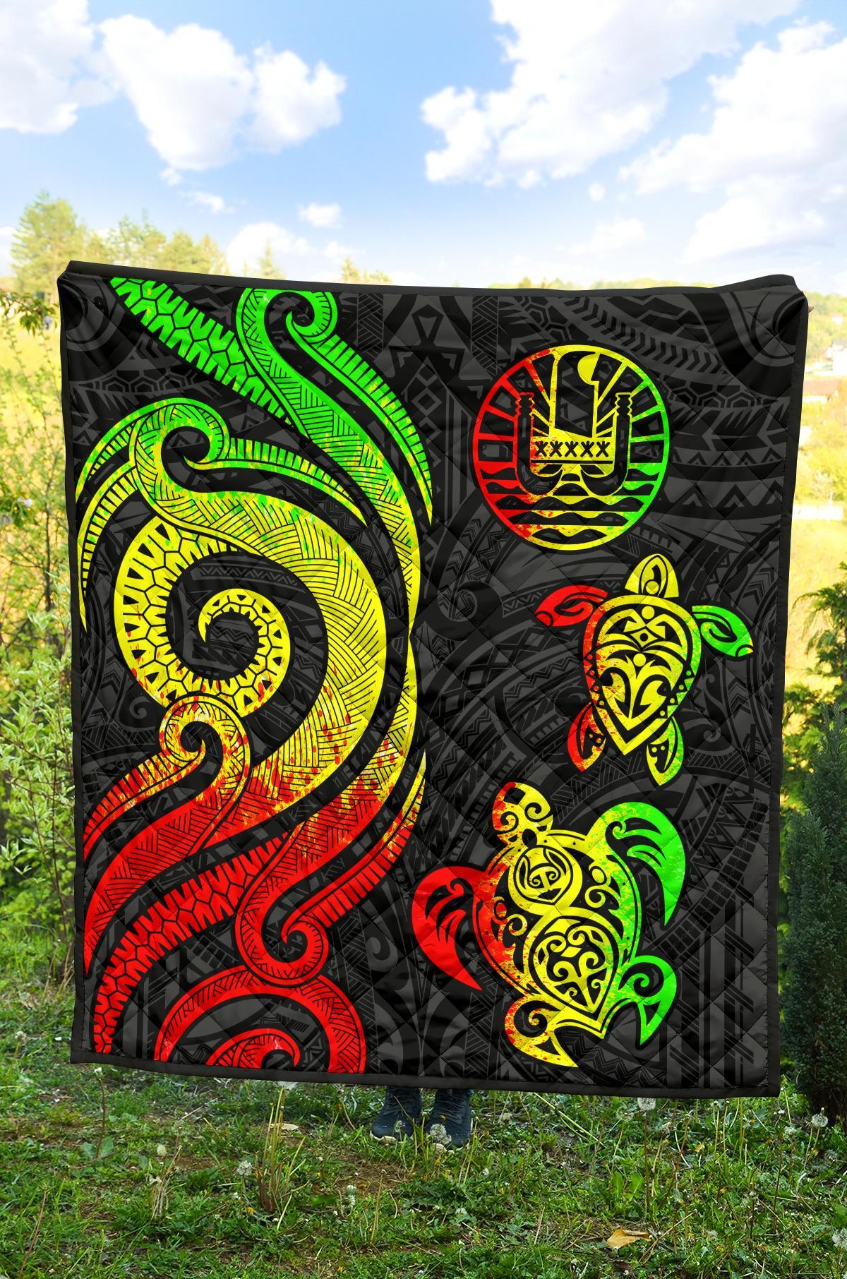 Tahiti Polynesian Premium Quilt - Reggae Tentacle Turtle - Polynesian Pride
