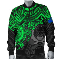 Pohnpei Polynesian Bomber Jacket (Men) - Polynesian Green Turtle - Polynesian Pride