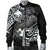 Papua New Guinea Men's Bomber Jacket - White Shark Polynesian Tattoo - Polynesian Pride