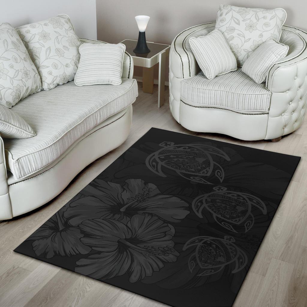 Hawaiian Map Hibiscus Flowers Vintage Polynesian Rug AH - Polynesian Pride