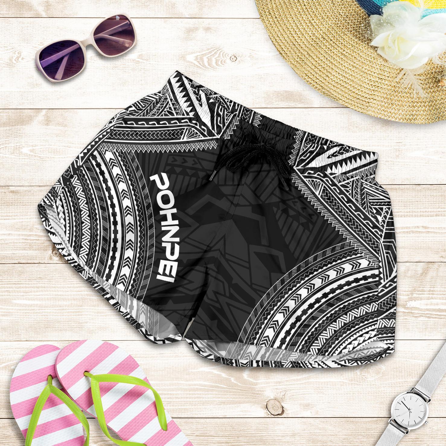 Pohnpei Women's Shorts - Polynesian Chief Black Version Women Black - Polynesian Pride