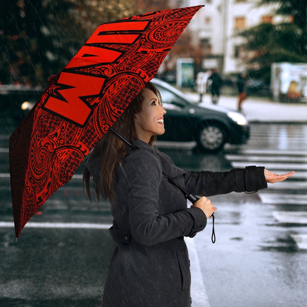 Guam Umbrella Turtle Coat of Arms Polynesian Pattern Red - Polynesian Pride