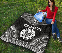 Tahiti Premium Quilt - Tahiti Flag Polynesian Chief Black Version - Polynesian Pride