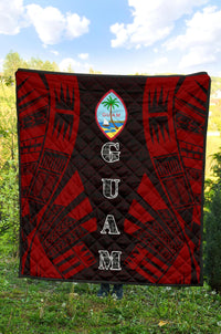 Guam Premium Quilt - Guam Coat Of Arms Polynesian Red Tattoo - Polynesian Pride