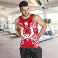 Pohnpei Polynesian Men Tank Top Map Red White - Polynesian Pride