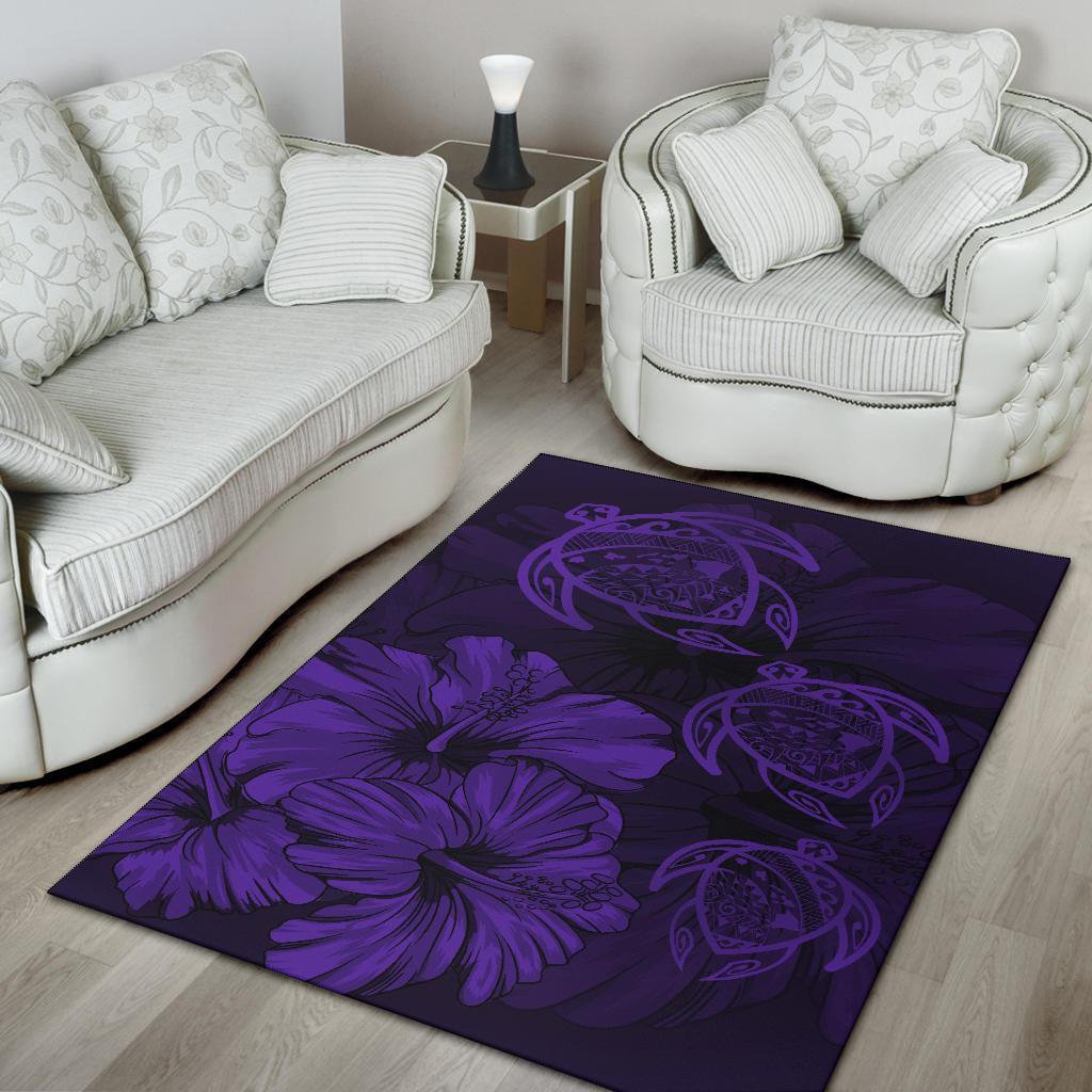 Hawaiian Map Hibiscus Flowers Vintage Polynesian Rug AH - Polynesian Pride