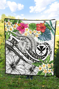 Polynesian Hawaii Kanaka Maoli Premium Quilt - Summer Plumeria (White) - Polynesian Pride