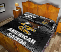 American Samoa Quilt Bed Set - American Samoa Flag Polynesian Tattoo Black Frog - Polynesian Pride