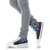 Tahiti Custom Personalised High Top Shoes Blue - Vintage Tribal Mountain - Polynesian Pride
