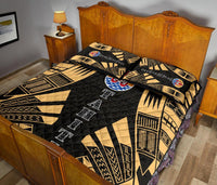 Tahiti Polynesian Quilt Bed Set - Tahiti Flag Yellow Tattoo Flag - Polynesian Pride