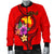 Papua New Guinea Polynesian Men's Bomber Jacket - Floral With Seal Red - Polynesian Pride