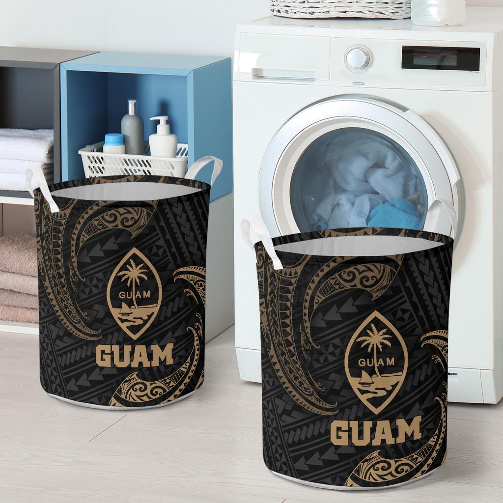 Guam Polynesian Laundry Basket - Gold Tribal Wave - Polynesian Pride