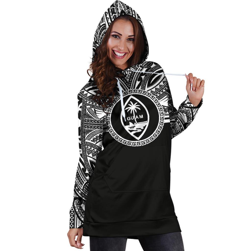 Guam Women Hoodie Dress - Guam Coat Of Arms Polynesian Black Color - Polynesian Pride