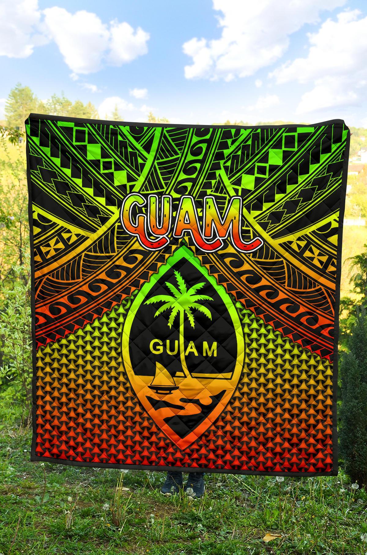 Polynesian Guam Premium Quilt - Reggae Vintage Polynesian Patterns - Polynesian Pride