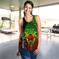 American Samoa Custom Personalised Women's Racerback Tank - AS Seal Rocket Style (Reggae) - Polynesian Pride