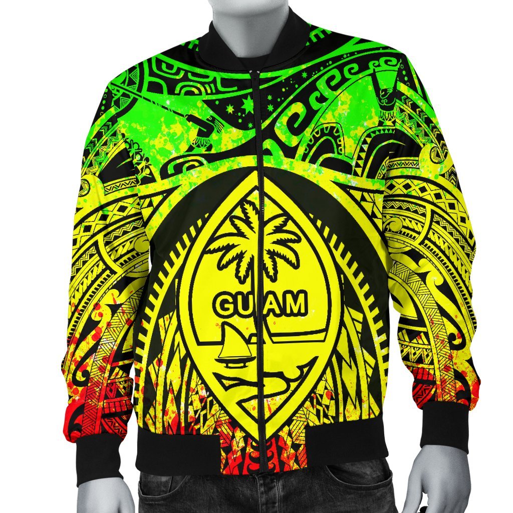 Polynesian Men's Bomber Jackets - Guam Flag, Seal with Maui Moana Tattoo - Polynesian Pride