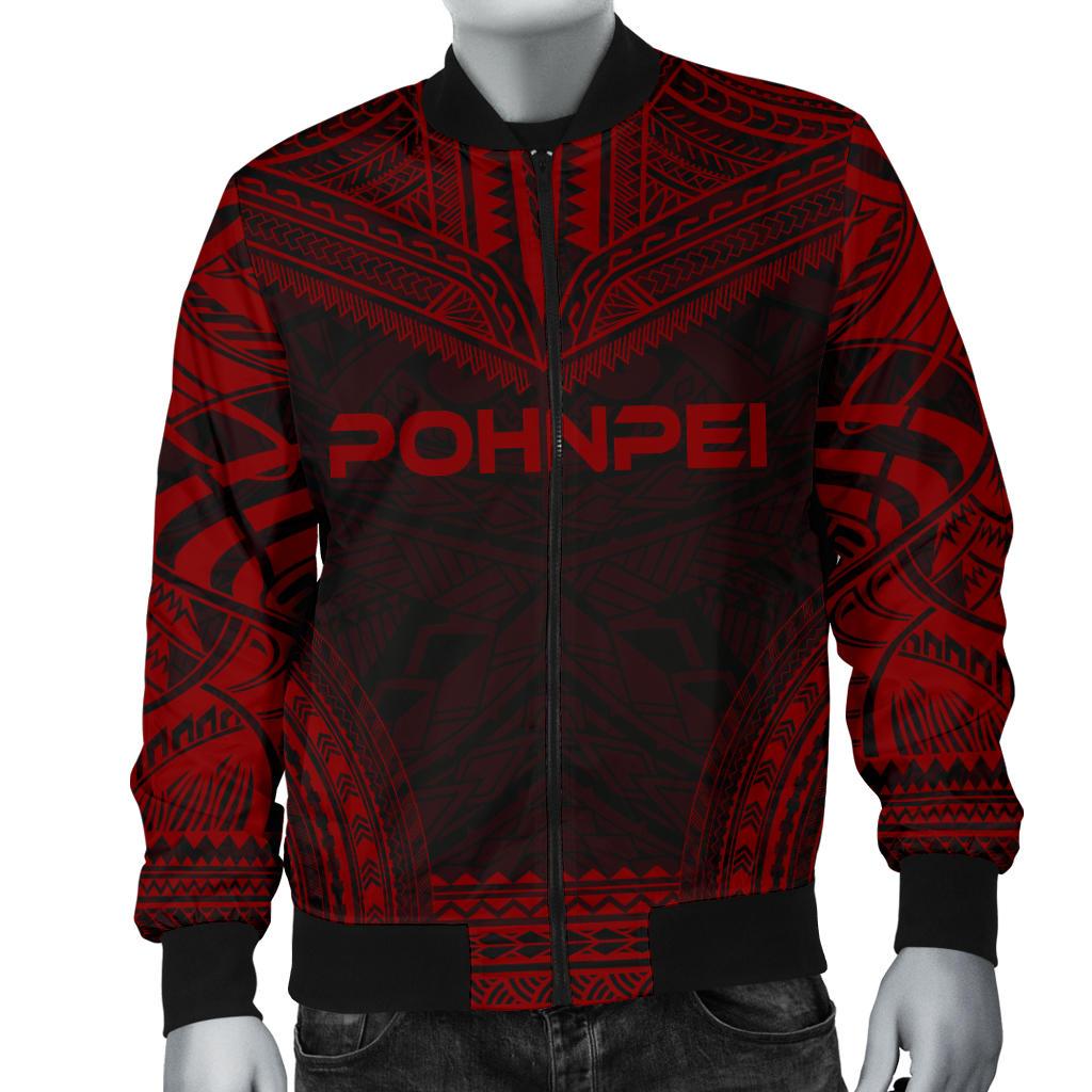 Pohnpei Polynesian Chief Men's Bomber Jacket - Red Version - Polynesian Pride