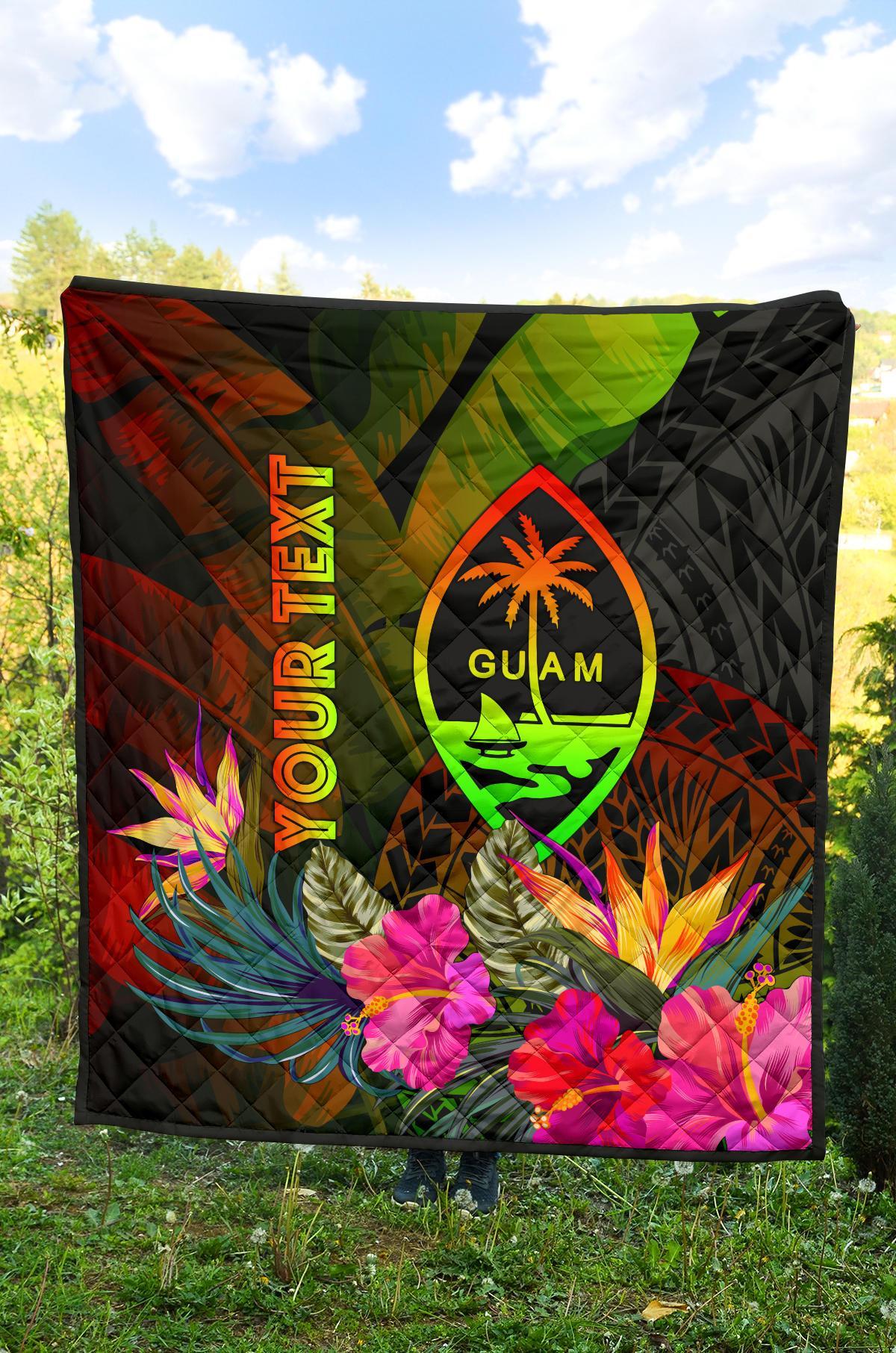 Guam Polynesian Personalised Premium Quilt - Hibiscus and Banana Leaves - Polynesian Pride