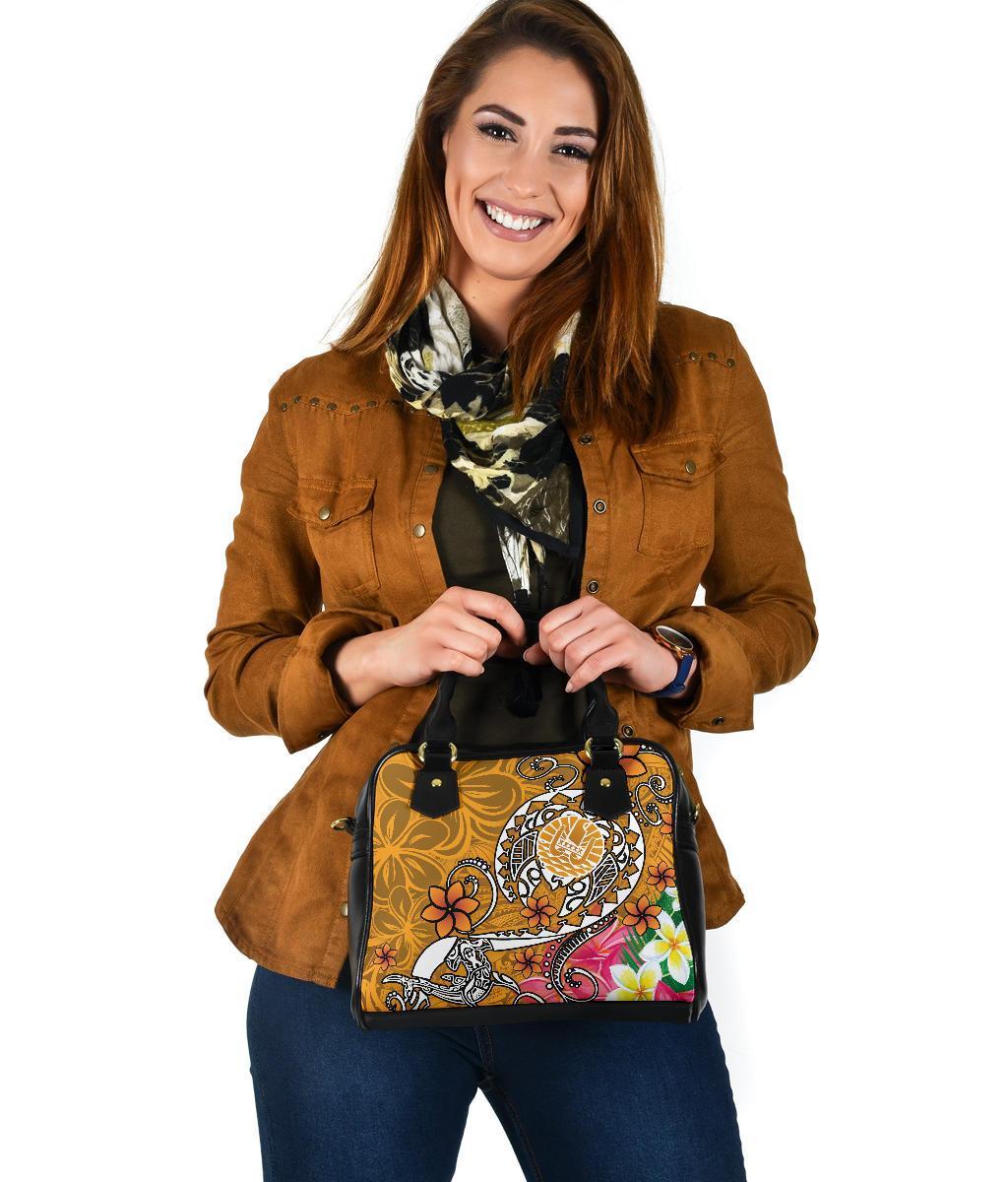 Tahiti Shoulder Handbag - Turtle Plumeria (Gold) - Polynesian Pride