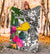 Tokelau Premium Blanket White - Turtle Plumeria Banana Leaf - Polynesian Pride