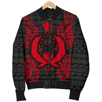 Pohnpei Polynesian Men's Bomber Jacket Map Red - Polynesian Pride