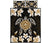Hawaiian Gold Turtle Plumeria Quilt Bed Set Black - Polynesian Pride