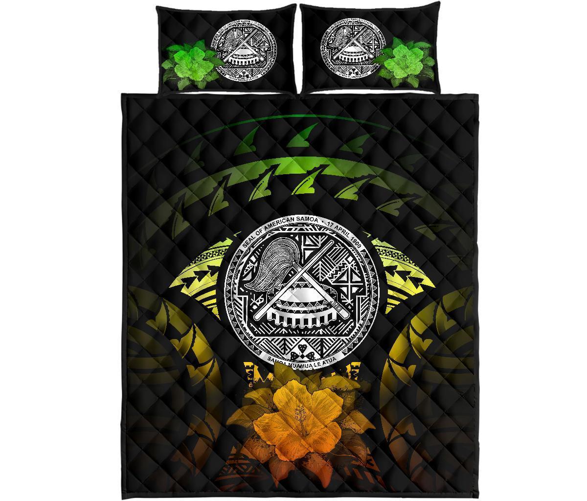 American Samoa Polynesian Quilt Bed Set Hibiscus Reggae - Polynesian Pride