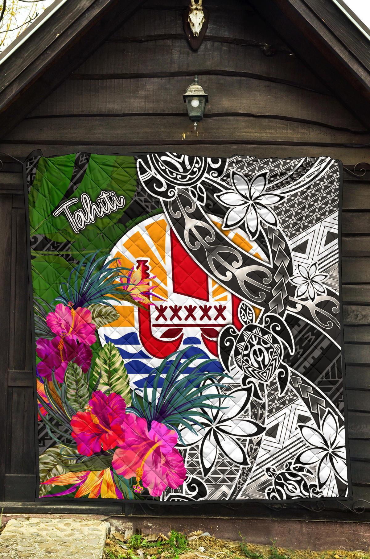 Tahiti Premium Quilt - Turtle Plumeria Banana Leaf - Polynesian Pride