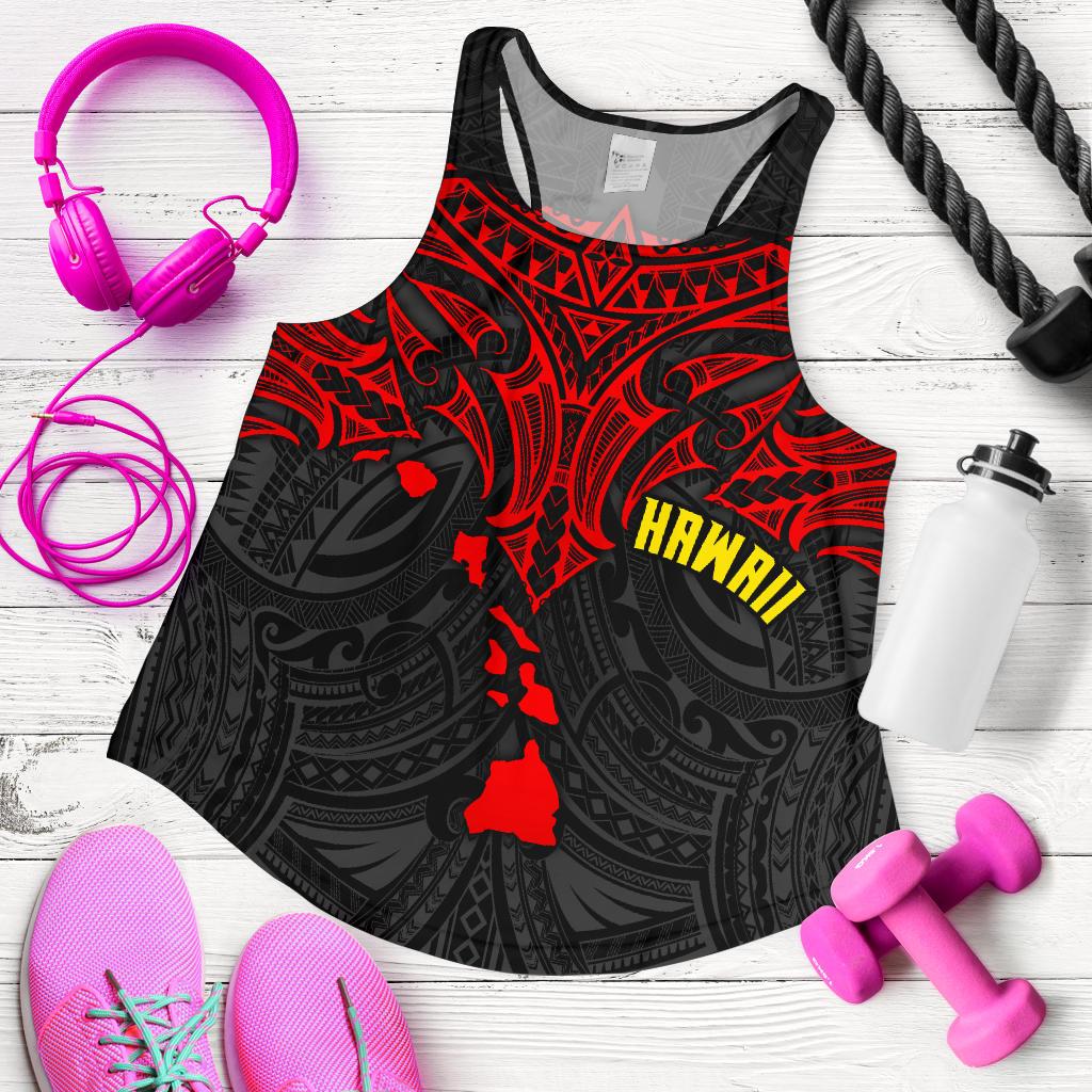 Polynesian Hawaii Women's Racerback Tank - Polynesian Whale Tail Red - Polynesian Pride