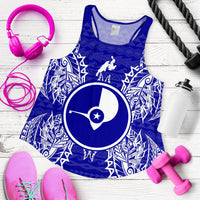 Yap Polynesian Women Tank Top Map Blue - Polynesian Pride