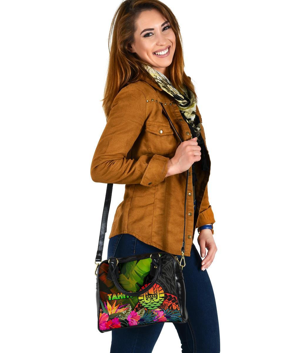 Tahiti Polynesian Shoulder Handbag - Hibiscus and Banana Leaves - Polynesian Pride