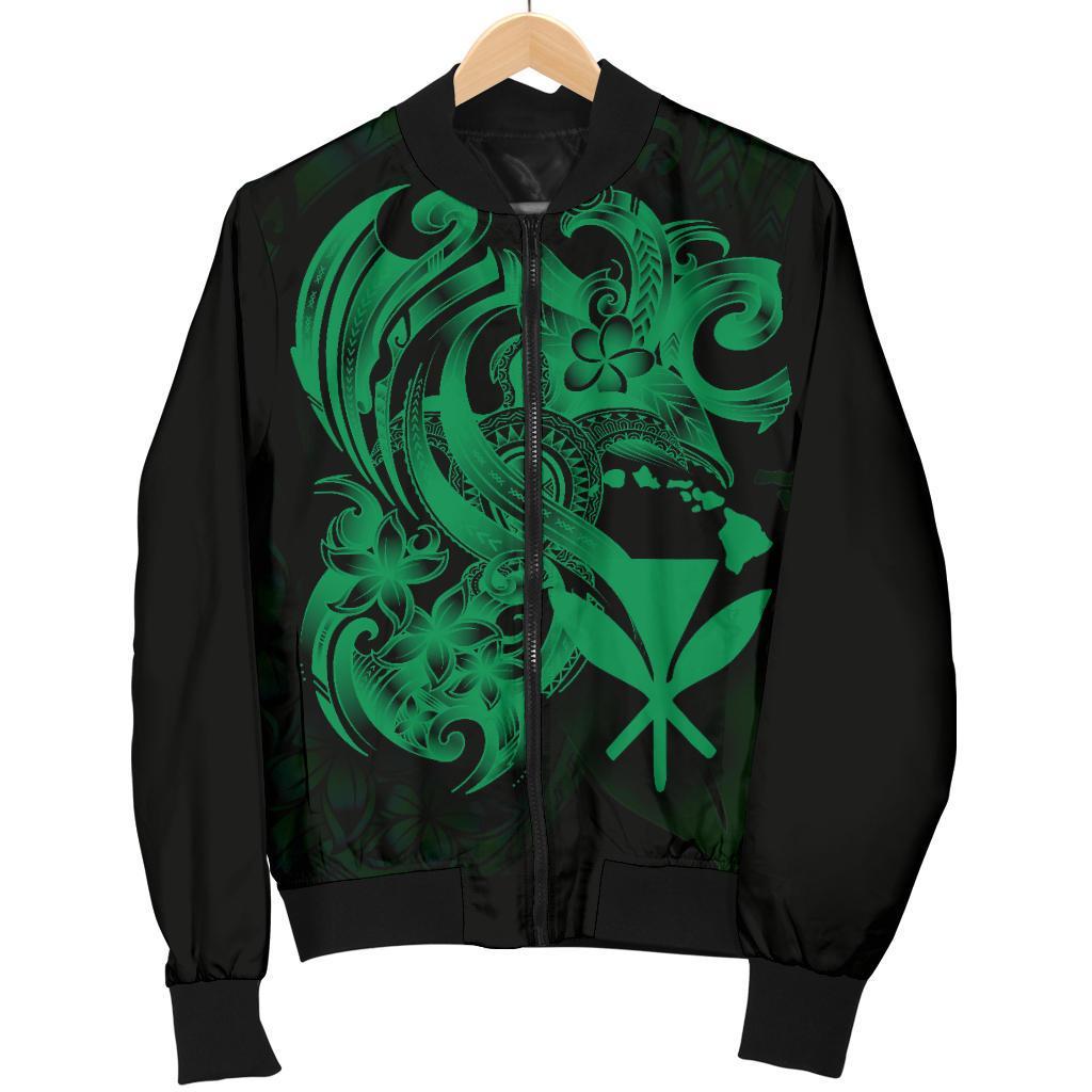 Polynesian Hawaii Men's Bomber Jacket - Kanaka Maoli Green Turtle Green - Polynesian Pride