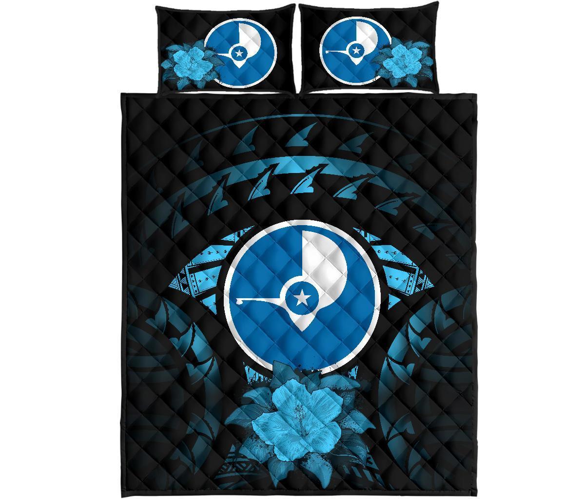 Yap Polynesian Quilt Bed Set Hibiscus Blue - Polynesian Pride