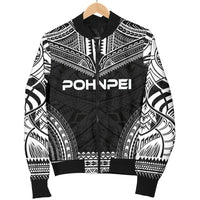 Pohnpei Polynesian Chief Women'S Bomber Jacket - Black Version - Polynesian Pride