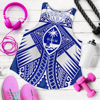 Guam Polynesian Women's Racerback Tank - Guam White Seal with Polynesian Tattoo Ver 02 - Polynesian Pride