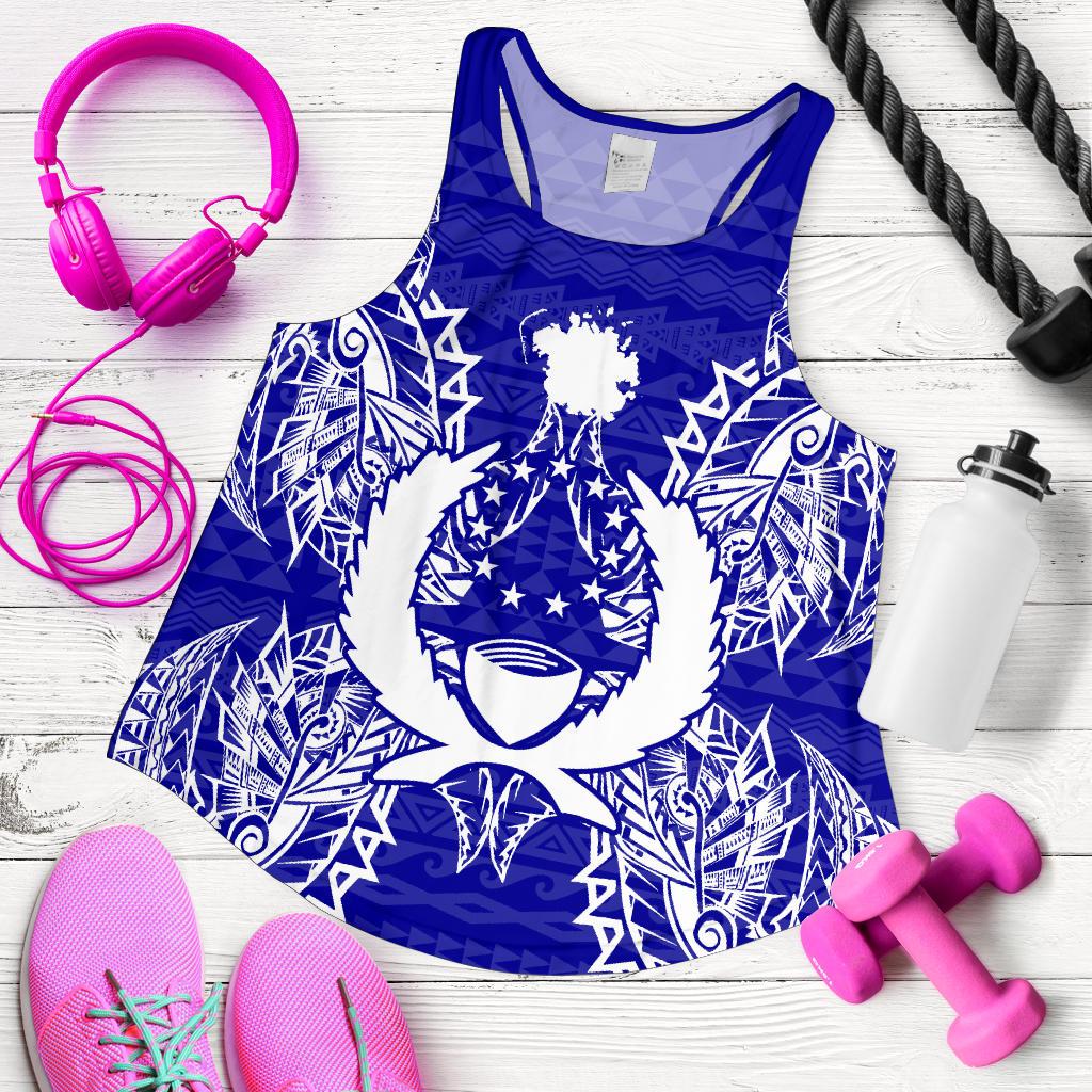 Pohnpei Polynesian Women Tank Top Map Blue - Polynesian Pride